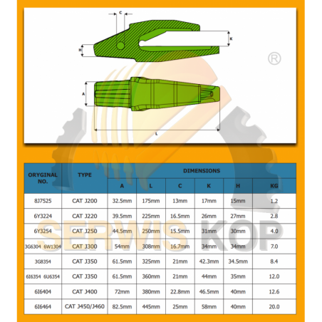 Bucket teeth adapter suitable for CAT J400