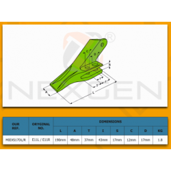 Tooth suitable for JCB MINI - left - E11L