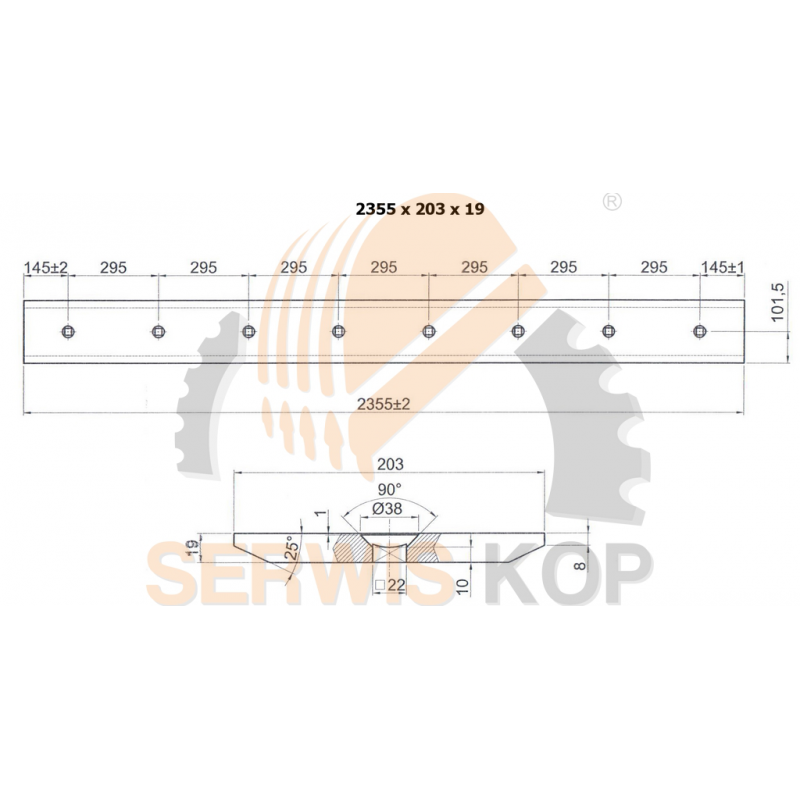 Отвал подходит для телескопических погрузчиков JCB - 2355x200x20