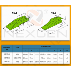 Single-sided middle tooth suitable for JCB mini excavators - 522/00102