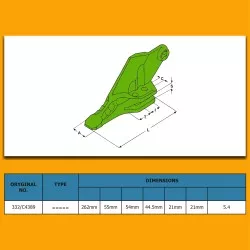 Sidecutter tooth left hand suitable for JCB 3CX 4CX MINI