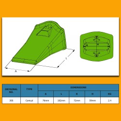 Tooth ESCO Conical 30S suitable for JCB - replacement