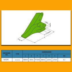Ząb skrajny pasujący do KOMATSU WB97 WB93 - PRAWY