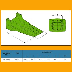 Tooth ESCO V17 TYL suitable for JCB - Replacement