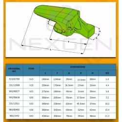 Adapter zęba ESCO V29 SYL pasujący do JCB - zamiennik