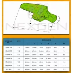 Adapter zęba ESCO V29 SYL pasujący do JCB - zamiennik